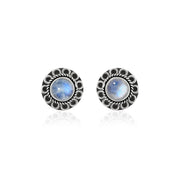 Natural Moonstone Rainbow Studs