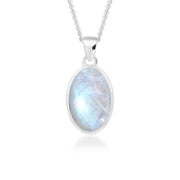 Natural Moonstone Rainbow Cabochon Pendant