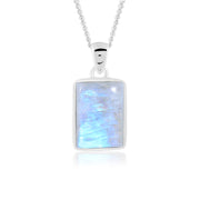 Natural Moonstone Rainbow Cushion Cabochon Pendant