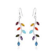 Natural Multi Tourmaline Leaf Earrings