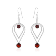 Natural Garnet Round Faceted Earrings