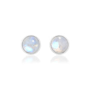 Natural Rainbow Moonstone Studs