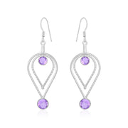 Natural Amethyst Round Faceted Earrings