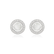 Natural Moonstone Blue Fire Cabochon Studs