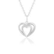 Double Heart Pendant (Rhodium Plated)