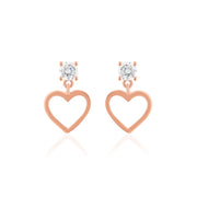 Heart Zircon Studs (Rose Gold Plated)