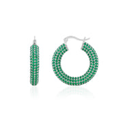 Evergreen Hoop Earrings (Rhodium Plated)