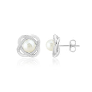 Vivienne Pearl Studs (Rhodium Plated)