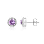 Load image into Gallery viewer, Iris Round Studs With Zircon in 925 Silver (Rhodium Plated)
