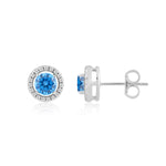 Load image into Gallery viewer, Skylight Round Studs With Zircon in 925 Silver (Rhodium Plated)
