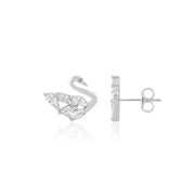 Swan Studs (Rhodium Plated)