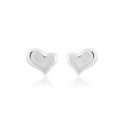 Uneven Heart Studs (Rhodium Plated)