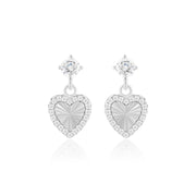 Amora Heart Earrings (Rhodium Plated)