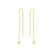 Zircon Drop Threader Earrings (Gold Plated)