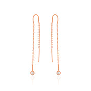 Zircon Drop Threader Earrings (Rose Gold Plated)