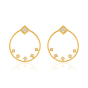 Halo Zircon Studs (Gold Plated)
