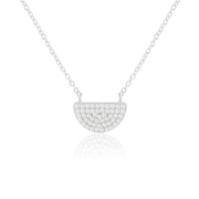 Crescent Zircon Necklace (Rhodium Plated)