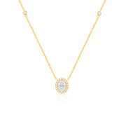 Oval Zircon Necklace (Gold Plated)