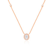 Oval Zircon Necklace (Rose Gold Plated)
