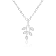 Leaflet Charm Necklace (Rhodium Plated)