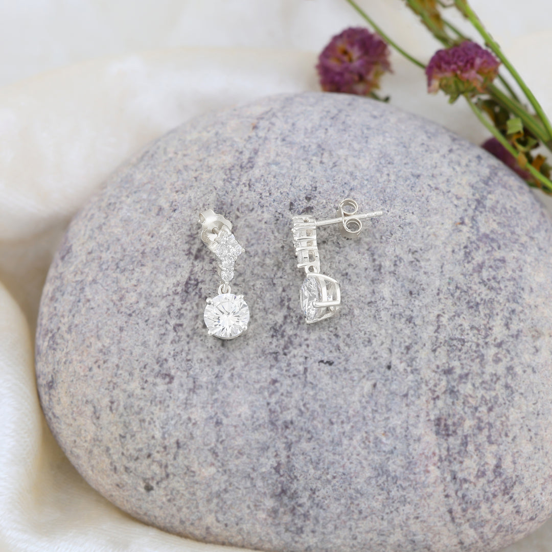 Selene Drop Earrings(Rhodium Plated)