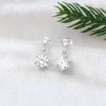Load image into Gallery viewer, Drop Zircon Studs (Rhodium Plated)
